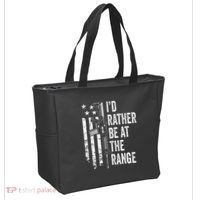 ID Rather Be At The Gun Range Usa Flag Funny Guns Joke Tote Bag thumb 2