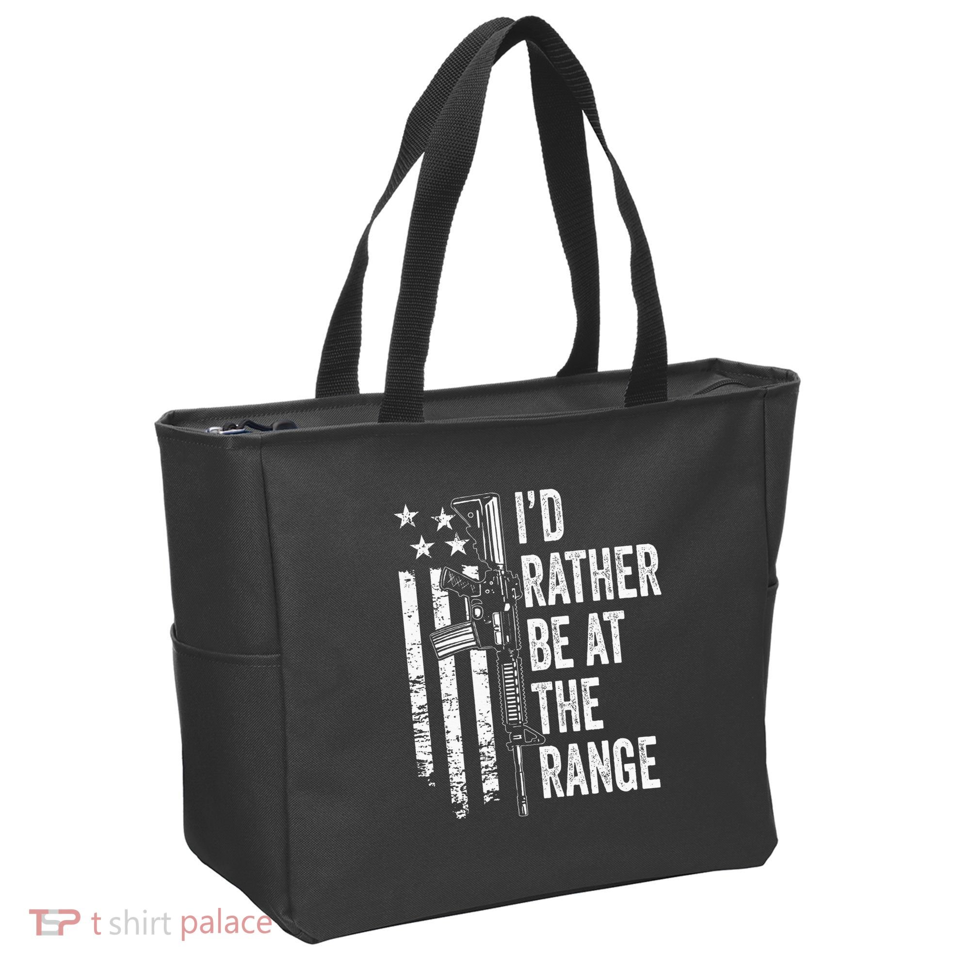 ID Rather Be At The Gun Range Usa Flag Funny Guns Joke Tote Bag