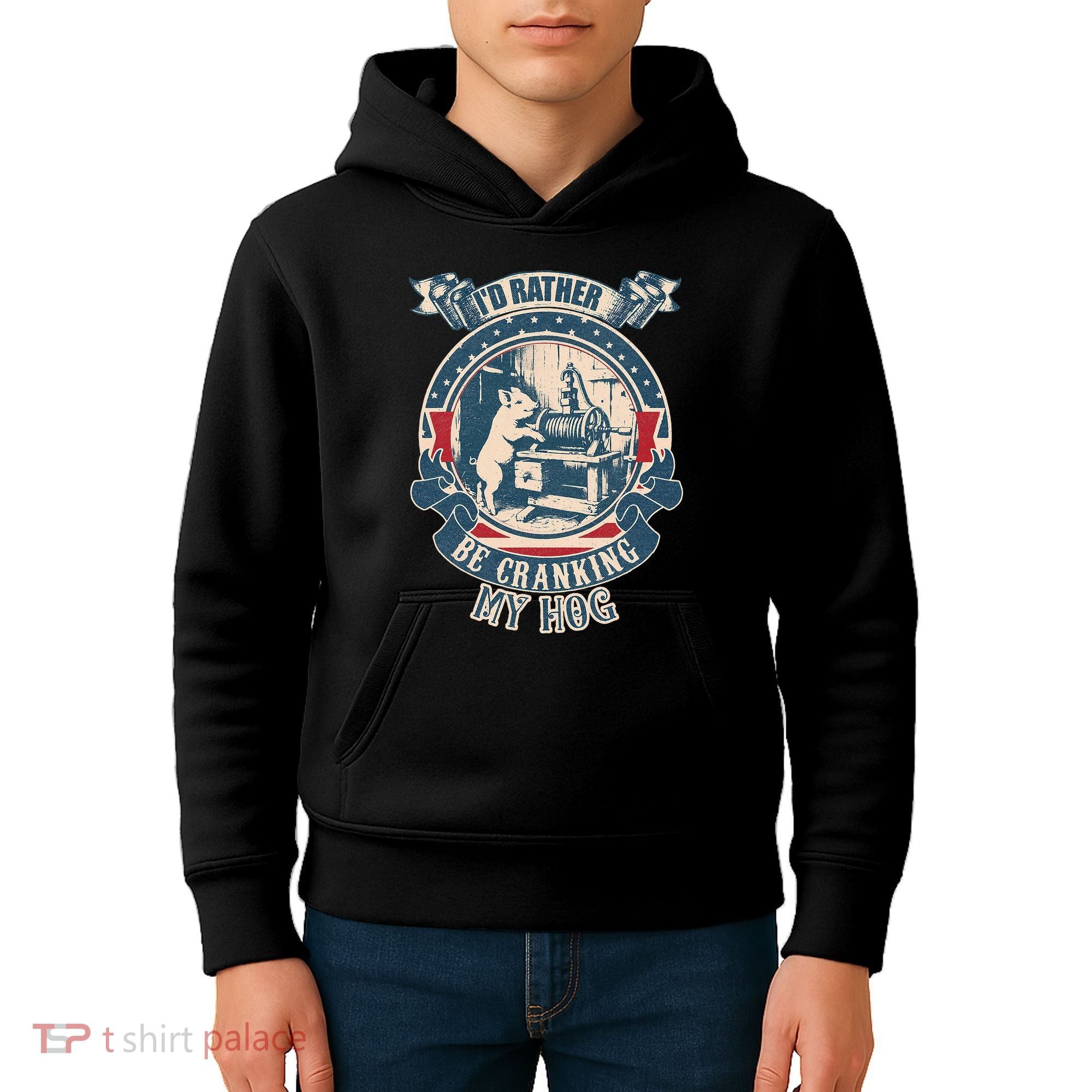 ID Rather Be Cranking My Hog Kids Hoodie