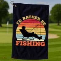 I'd Rather Be Fishing Golf Towel thumb 1