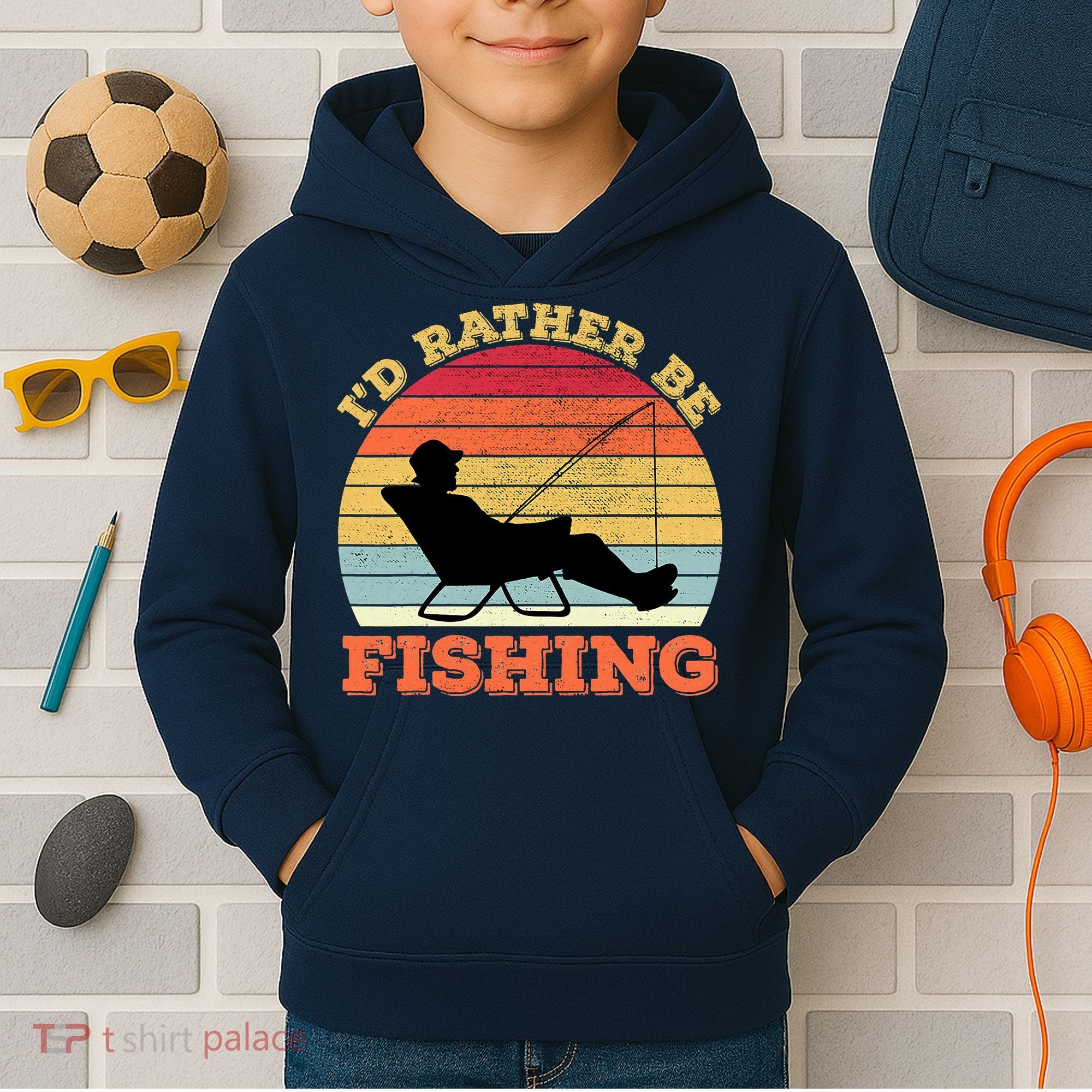 I'd Rather Be Fishing Kids Hoodie