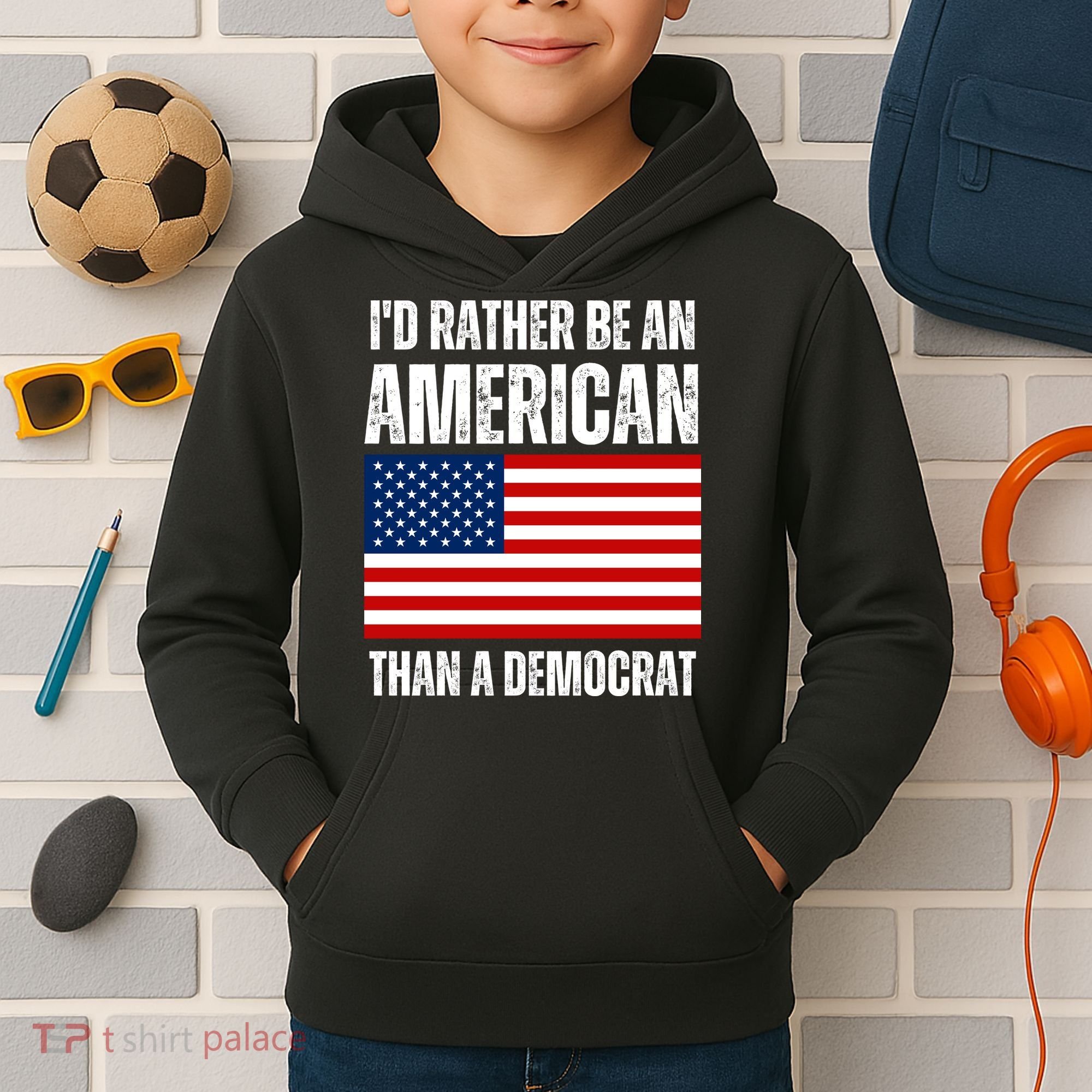 Id Rather Be An American Than A Democrat Kids Hoodie
