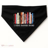 I Read Banned Books Week Librarian Freadom Reader Nerd Gift USA-Made Doggie Bandana thumb 0