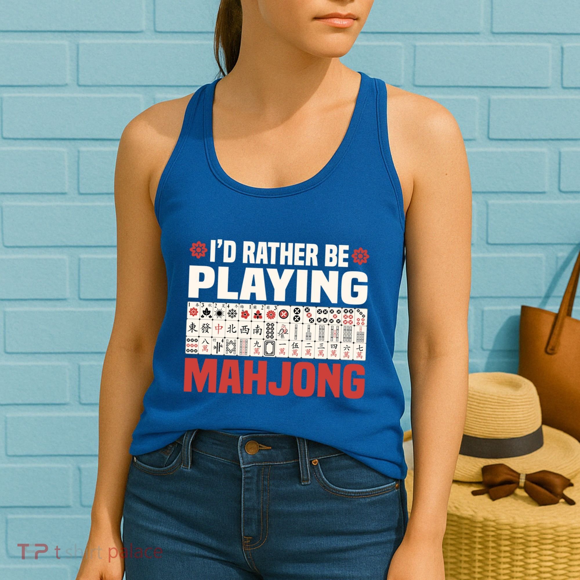 Id Rather Be Playing Mahjong Mahjong Great Gift Women's Tank Top