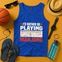 Id Rather Be Playing Mahjong Mahjong Great Gift Tank Top thumb 4