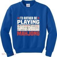 Id Rather Be Playing Mahjong Mahjong Great Gift Kids Sweatshirt thumb 0