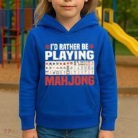 Id Rather Be Playing Mahjong Mahjong Great Gift Kids Hoodie thumb 3