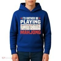 Id Rather Be Playing Mahjong Mahjong Great Gift Kids Hoodie thumb 4