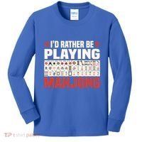 Id Rather Be Playing Mahjong Mahjong Great Gift Kids Long Sleeve Shirt thumb 0