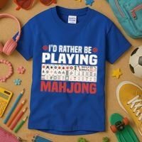 Id Rather Be Playing Mahjong Mahjong Great Gift Kids T-Shirt thumb 3