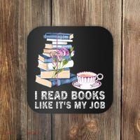I Read Books Like Its My Job School Librarian Book Lover Coaster thumb 0