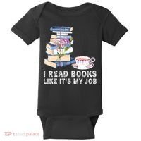 I Read Books Like Its My Job School Librarian Book Lover Baby Bodysuit thumb 0
