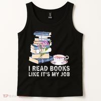 I Read Books Like Its My Job School Librarian Book Lover Tank Top thumb 2