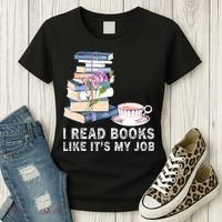 I Read Books Like Its My Job School Librarian Book Lover Women's T-Shirt thumb 3