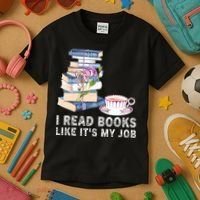 I Read Books Like Its My Job School Librarian Book Lover Kids T-Shirt thumb 3