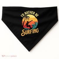I'd Rather Be Surfing Beach Surfing Surfingboard Surfboard USA-Made Doggie Bandana thumb 0