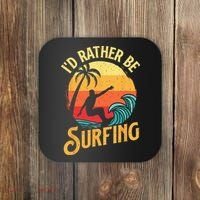 I'd Rather Be Surfing Beach Surfing Surfingboard Surfboard Coaster thumb 0