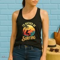 I'd Rather Be Surfing Beach Surfing Surfingboard Surfboard Women's Tank Top thumb 2