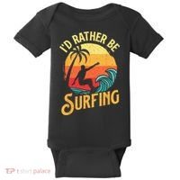 I'd Rather Be Surfing Beach Surfing Surfingboard Surfboard Baby Bodysuit thumb 0