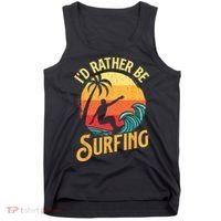 I'd Rather Be Surfing Beach Surfing Surfingboard Surfboard Tank Top thumb 0
