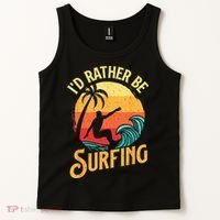 I'd Rather Be Surfing Beach Surfing Surfingboard Surfboard Tank Top thumb 2