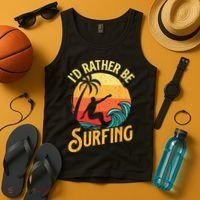 I'd Rather Be Surfing Beach Surfing Surfingboard Surfboard Tank Top thumb 4