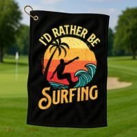 I'd Rather Be Surfing Beach Surfing Surfingboard Surfboard Golf Towel thumb 1