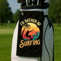 I'd Rather Be Surfing Beach Surfing Surfingboard Surfboard Golf Towel thumb 2