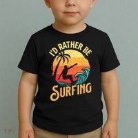 I'd Rather Be Surfing Beach Surfing Surfingboard Surfboard Toddler T-Shirt thumb 2