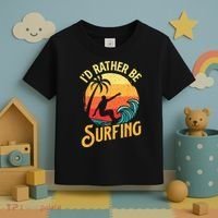 I'd Rather Be Surfing Beach Surfing Surfingboard Surfboard Toddler T-Shirt thumb 3