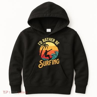 I'd Rather Be Surfing Beach Surfing Surfingboard Surfboard Kids Hoodie