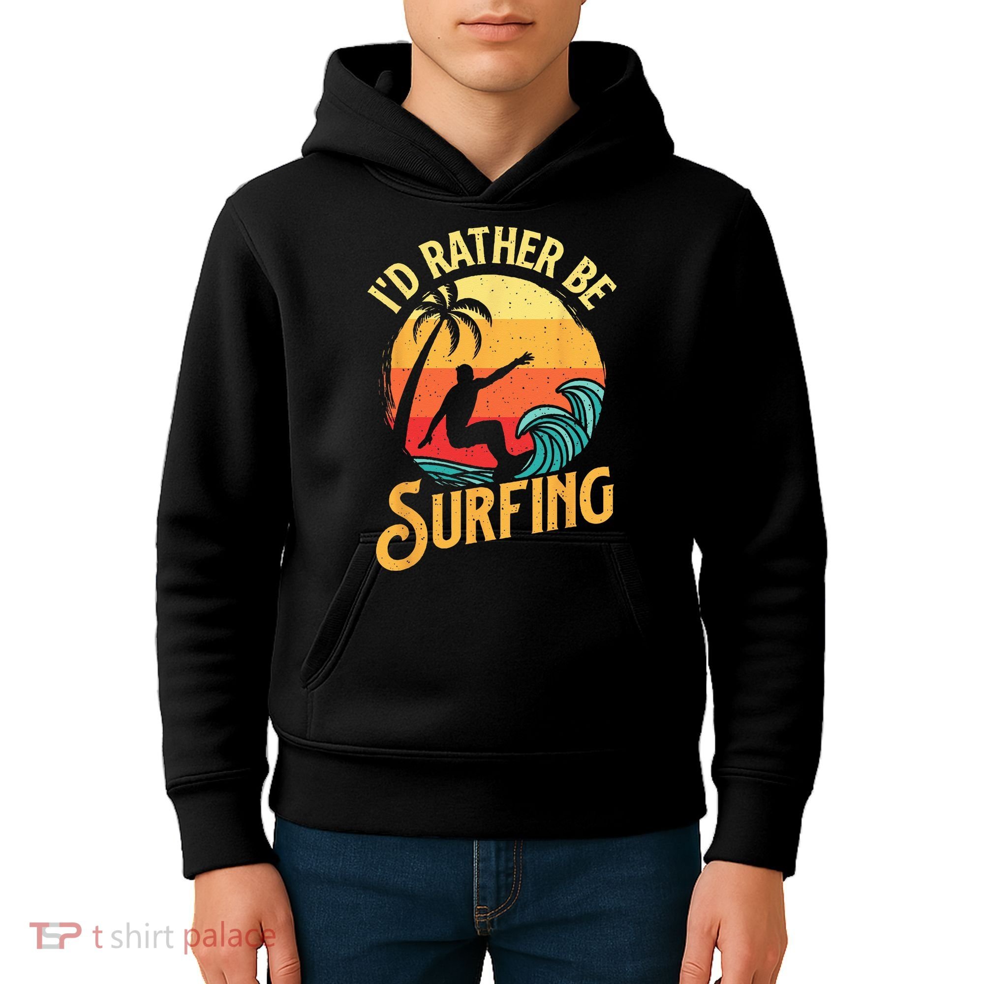 I'd Rather Be Surfing Beach Surfing Surfingboard Surfboard Kids Hoodie