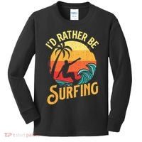 I'd Rather Be Surfing Beach Surfing Surfingboard Surfboard Kids Long Sleeve Shirt thumb 0