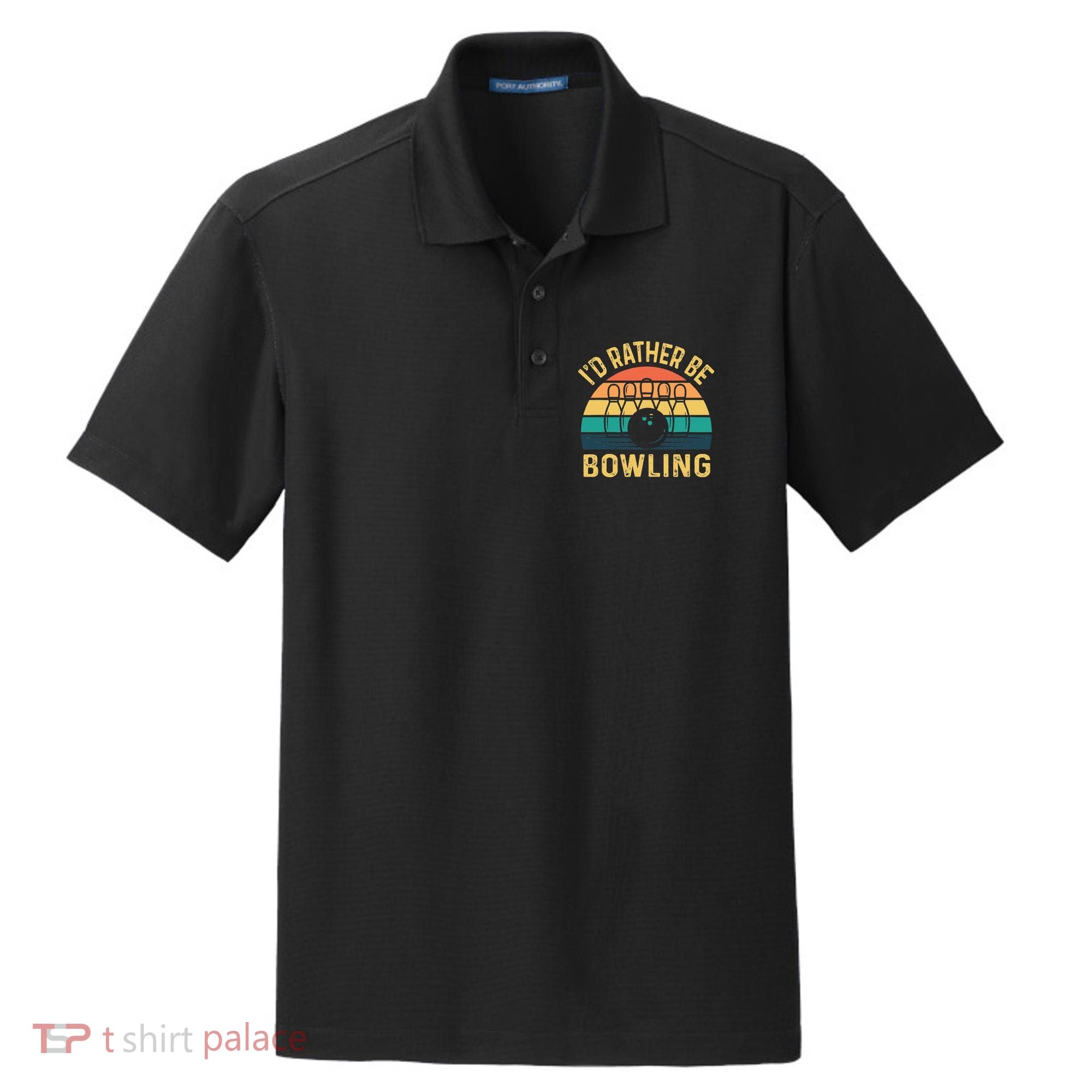 I'd Rather be Bowling retro for Man Woman & Toddler Bowling Dry Zone Grid Polo