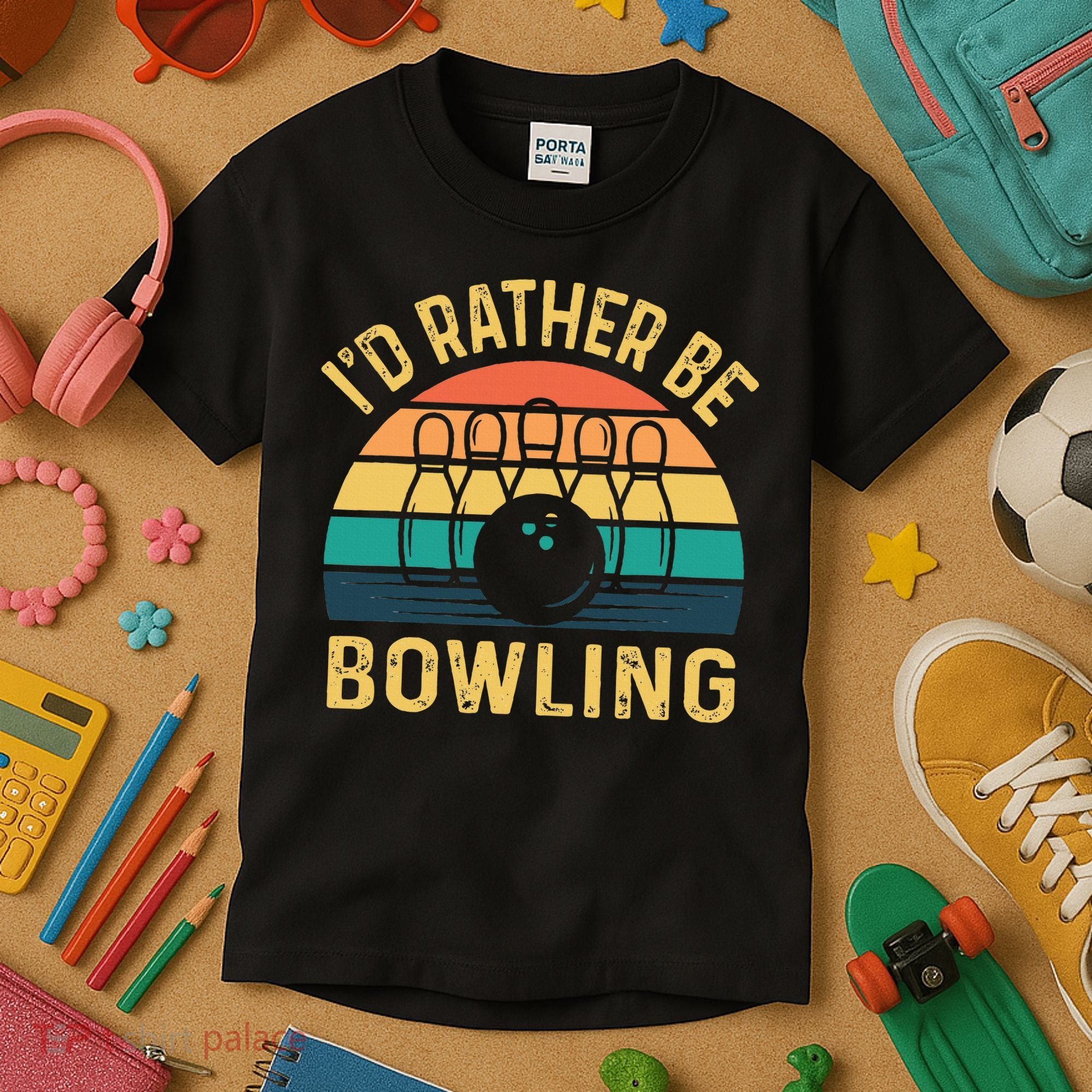 I'd Rather be Bowling retro for Man Woman & Toddler Bowling Kids T-Shirt