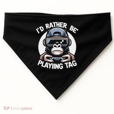 ID Rather Be Playing Tag Gorilla Monke Tag Gorilla Vr Gamer USA-Made Doggie Bandana