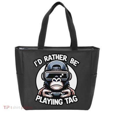 ID Rather Be Playing Tag Gorilla Monke Tag Gorilla Vr Gamer Tote Bag