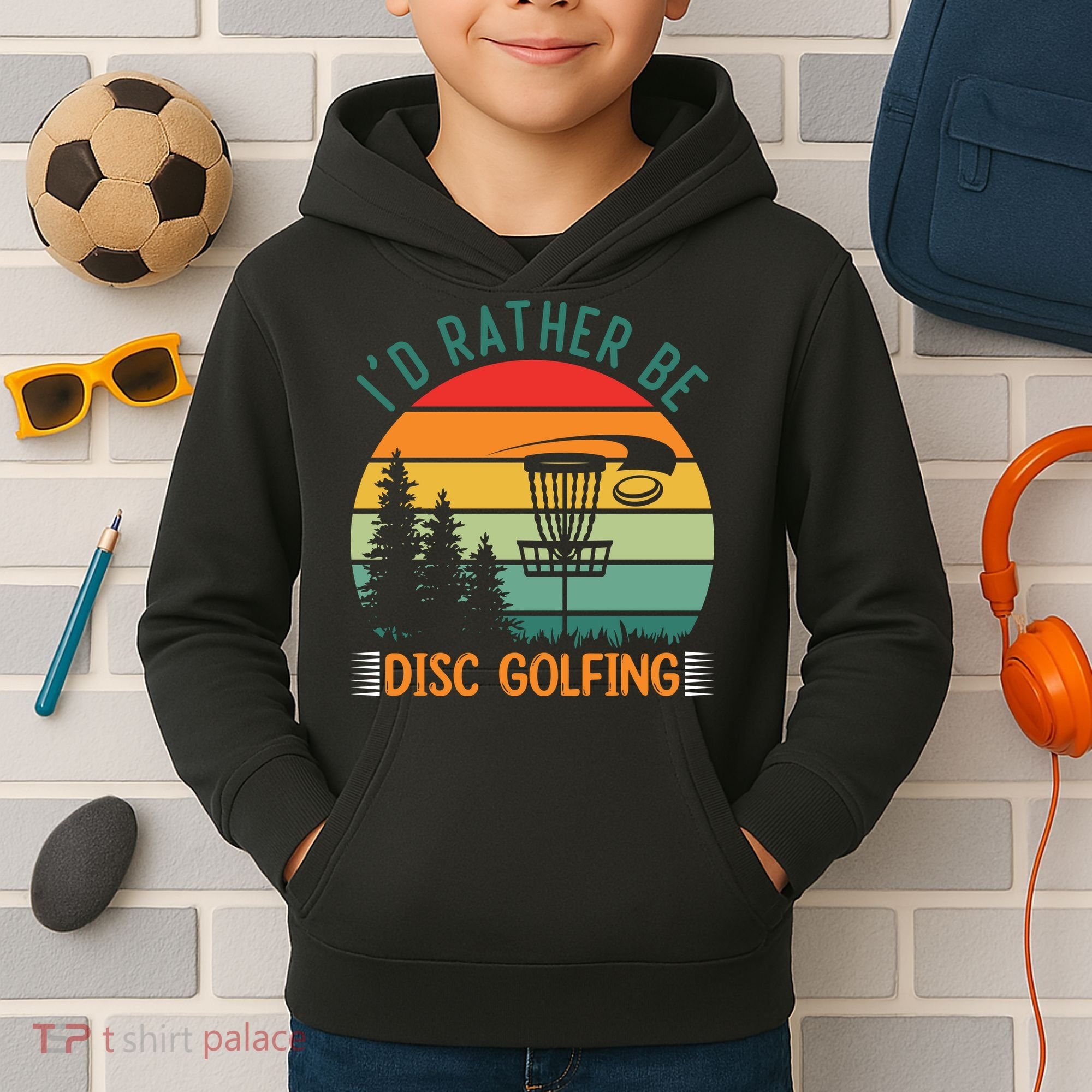 I'd Rather Be Disc Golfing Discs Funny Disc Golfer Kids Hoodie