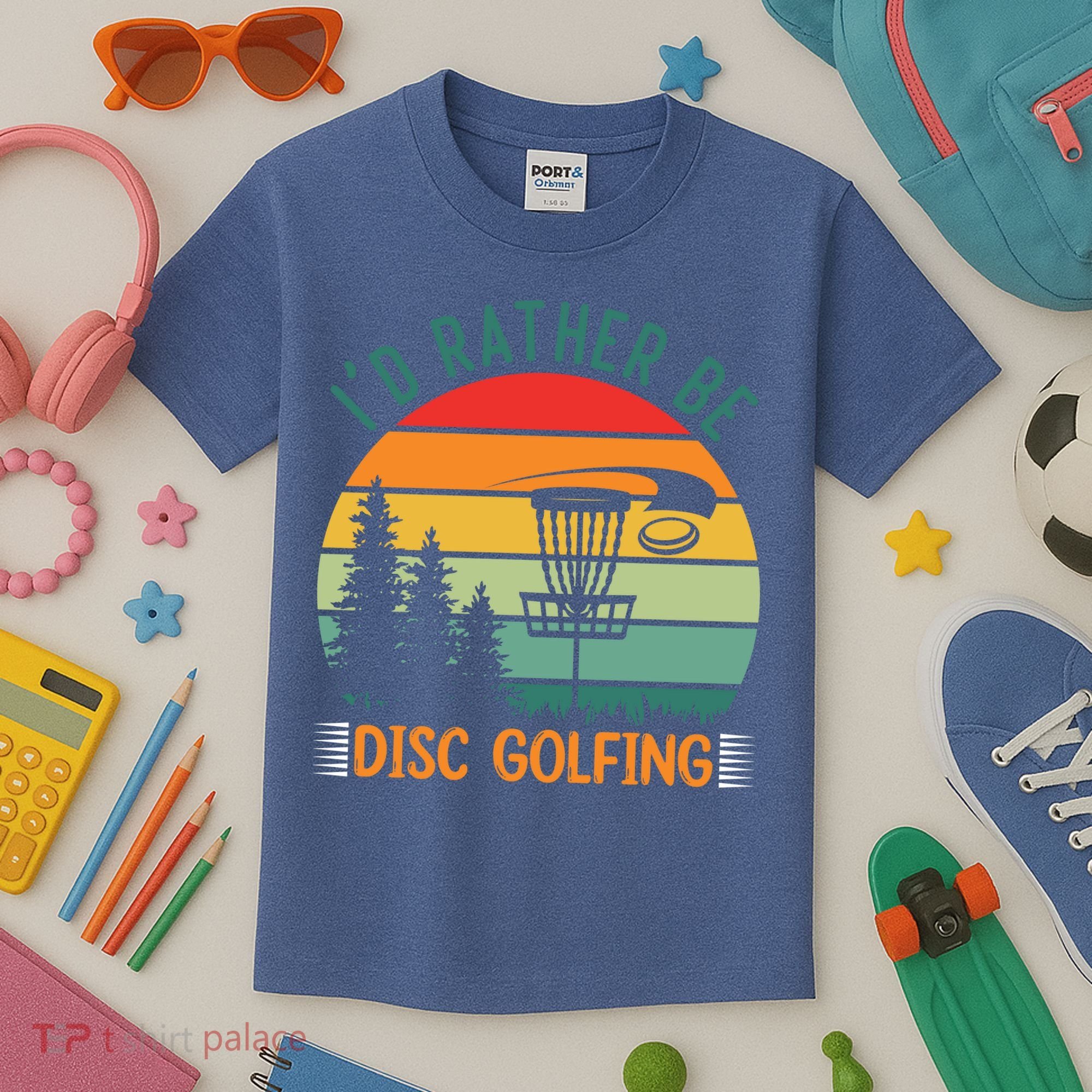 I'd Rather Be Disc Golfing Discs Funny Disc Golfer Kids T-Shirt