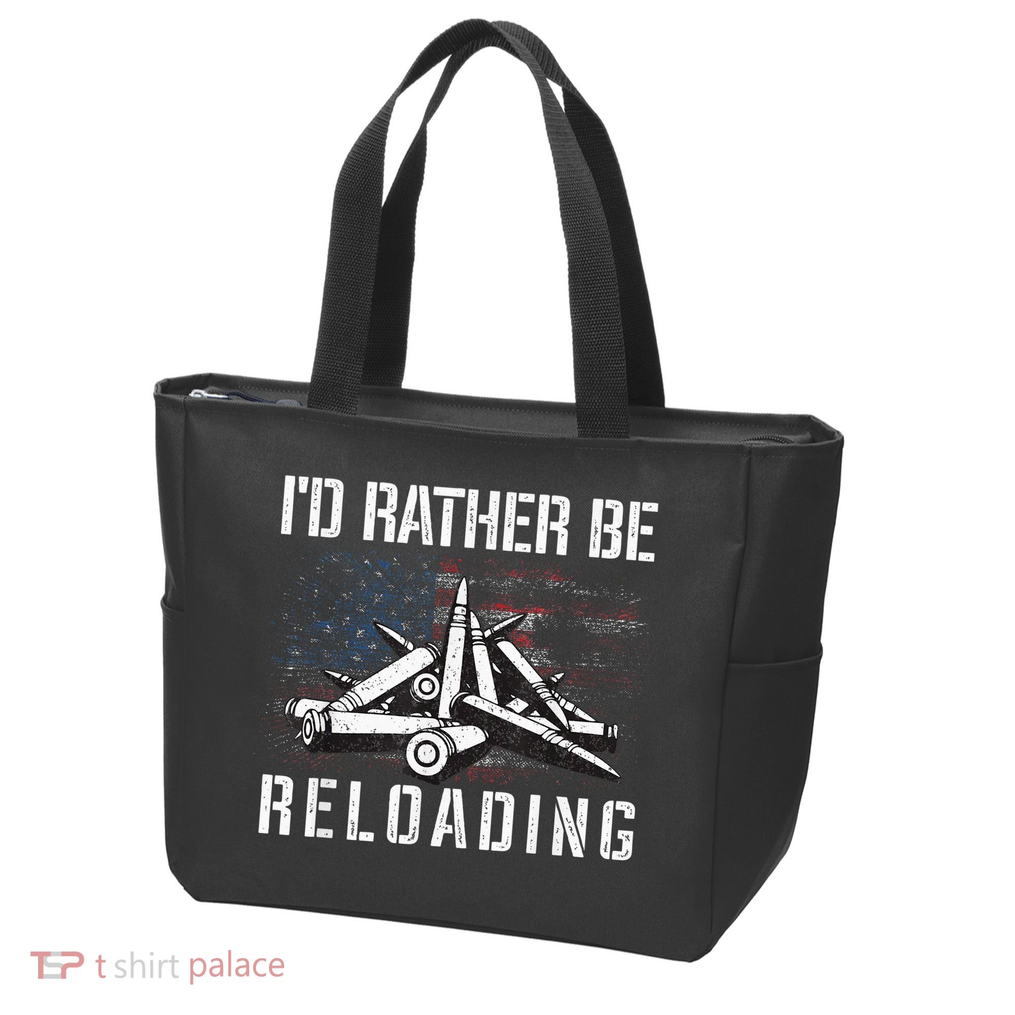 ID Rather Be Reloading Shooter Guns Ammo Tote Bag
