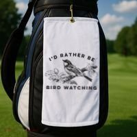 Id Rather Be Bird Watching Birding Nerd Gift Watcher Golf Towel thumb 2