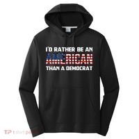 I'd Rather Be An American Than A Democrat, Fuck Biden Shirt Performance Fleece Hoodie thumb 0
