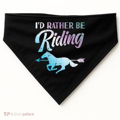 Id Rather Be Riding Horse Rider Equestrian USA-Made Doggie Bandana