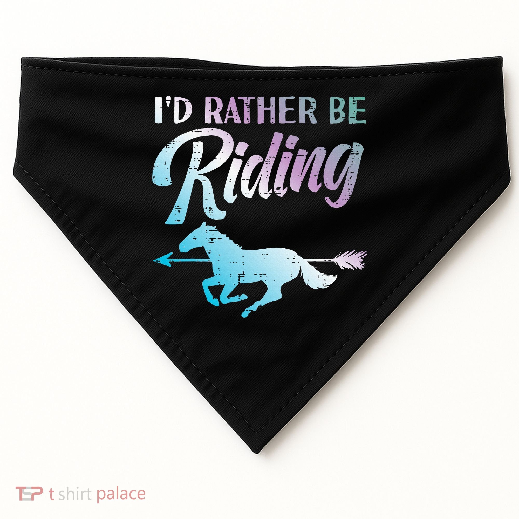 Id Rather Be Riding Horse Rider Equestrian USA-Made Doggie Bandana