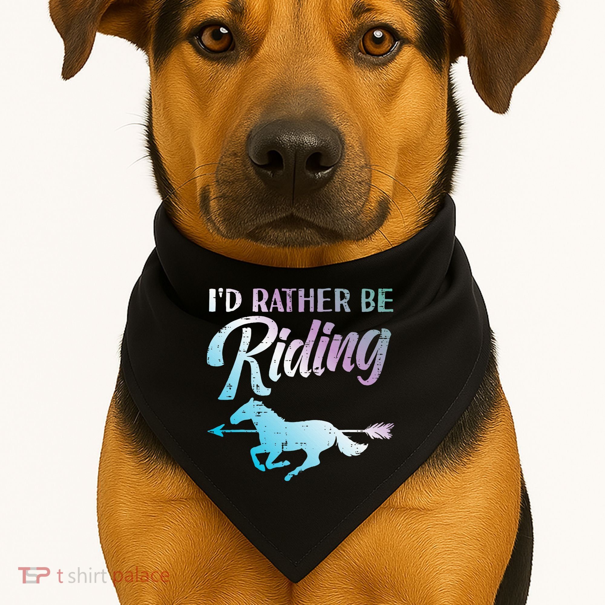 Id Rather Be Riding Horse Rider Equestrian USA-Made Doggie Bandana