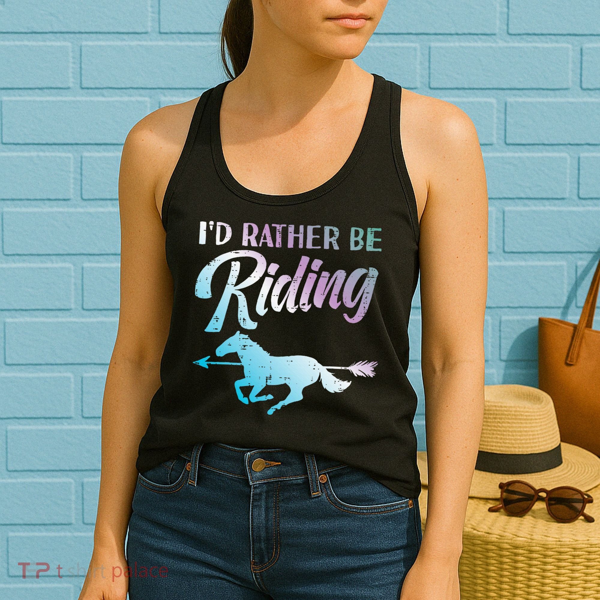 Id Rather Be Riding Horse Rider Equestrian Women's Tank Top