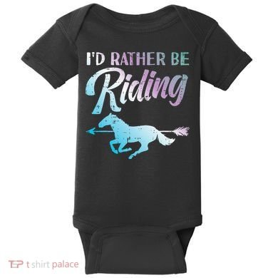 Id Rather Be Riding Horse Rider Equestrian Baby Bodysuit