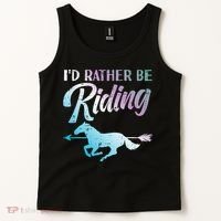 Id Rather Be Riding Horse Rider Equestrian Tank Top thumb 2