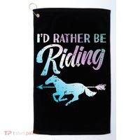 Id Rather Be Riding Horse Rider Equestrian Golf Towel thumb 0