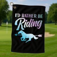 Id Rather Be Riding Horse Rider Equestrian Golf Towel thumb 1
